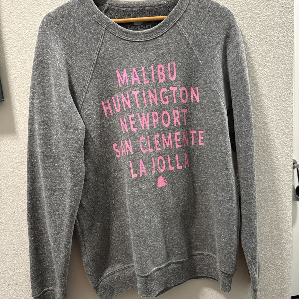 Love Gray Sweater with Pink Text